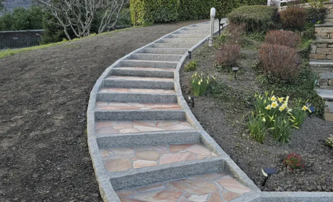 Escalier en pierre naturelle à Saint Pierre D'Albigny, Chambéry, ANTHONY FONTAINE PAYSAGISTE