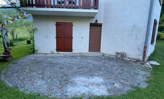 Terrasse en pierre naturelle à aillon le vieux, Chambéry, ANTHONY FONTAINE PAYSAGISTE